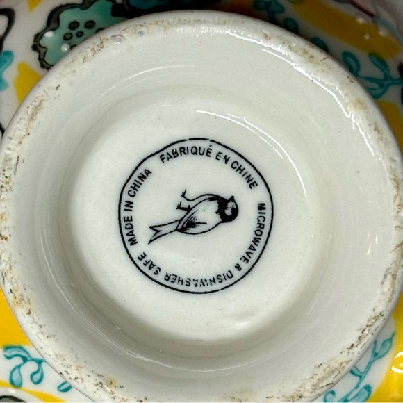 Anthropologie Elka Ayaka Akila Yellow Floral Footed Twist Handle Coffee Cup Mug - Picture 5 of 8